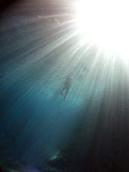 Girl walking the exit line at the Saipan Grotto by Martin Dalsaso 
